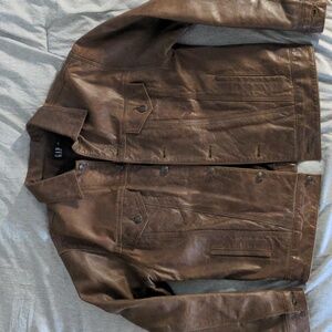 Gap Brown Leather Trucker Jacket medium